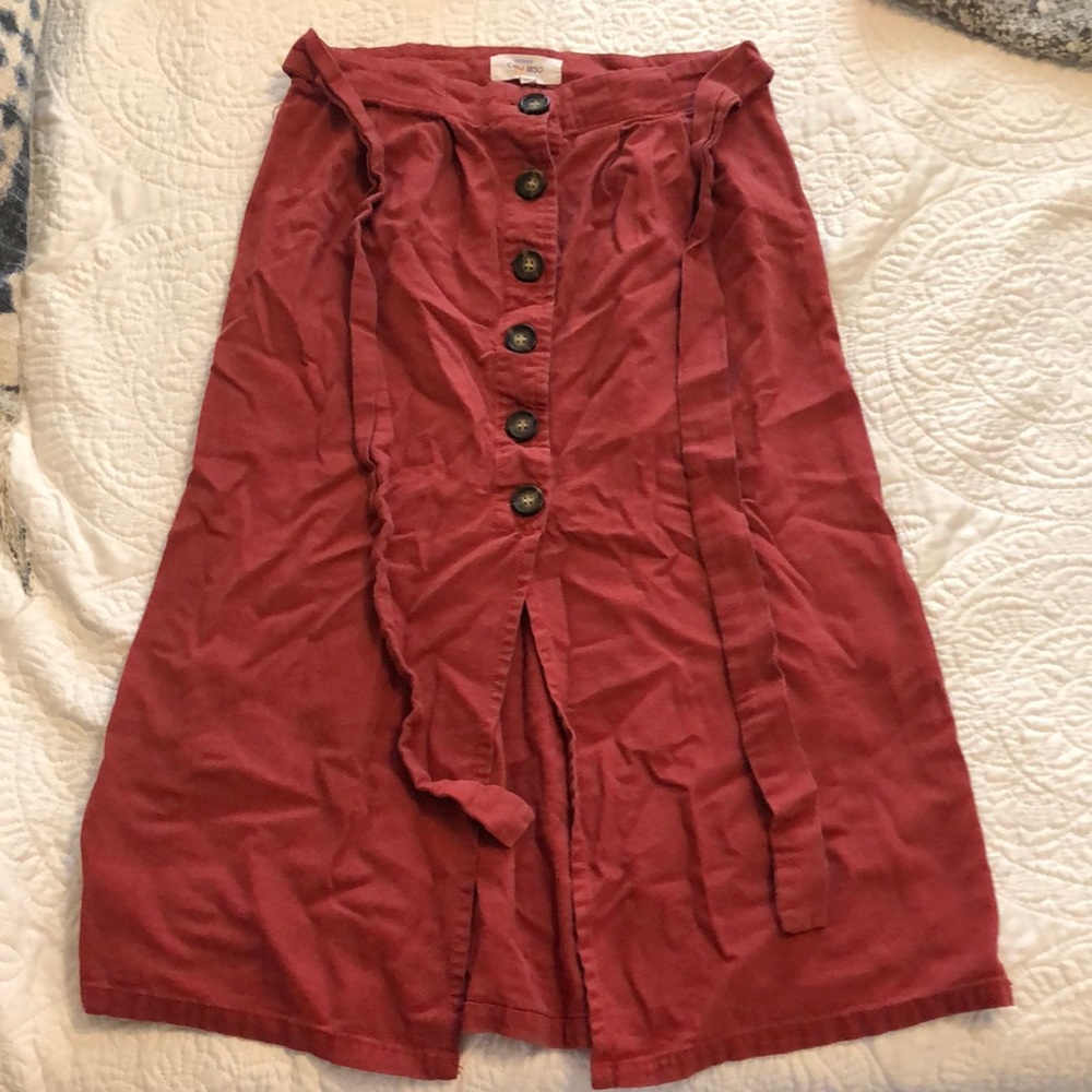 High rise button down skirt